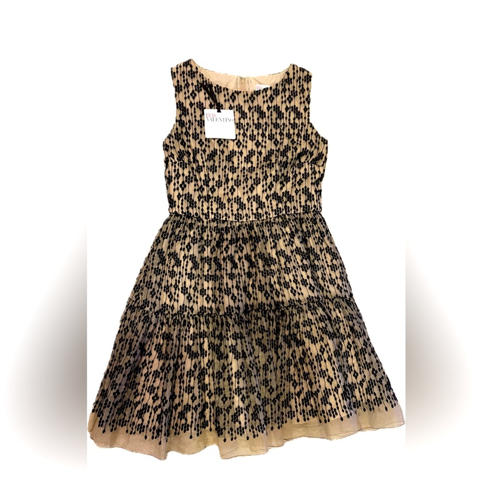 Red Valentino Silk Embroidered Tulle Sleeveless Dress Size 4-6, or 42 Like New